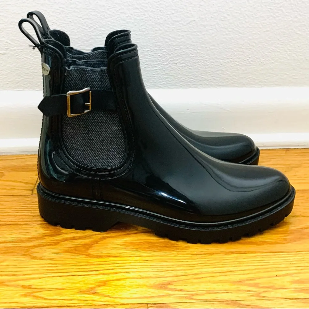 Igor Women's Glossy Black Chelsea Rain Boots